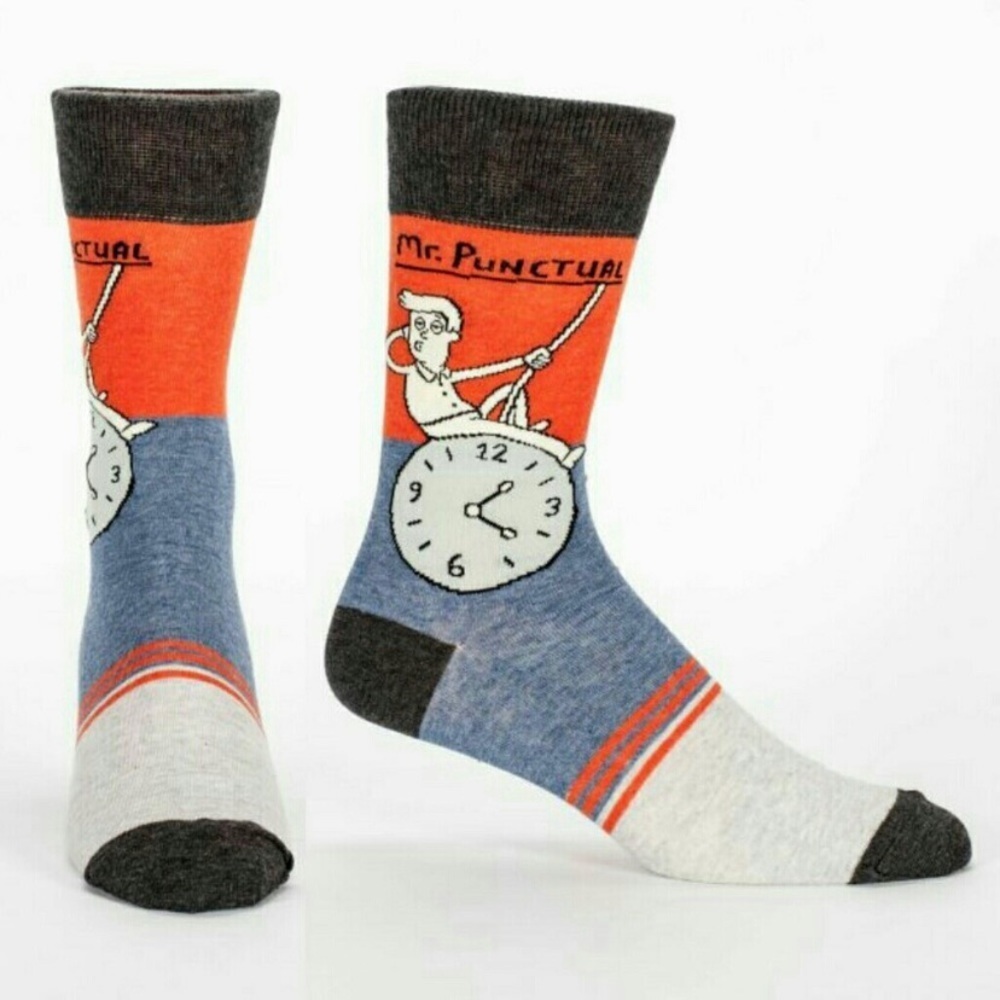 Blue Q‎ Men's Crew Socks, Mr. Punctual (Sz 7-12)